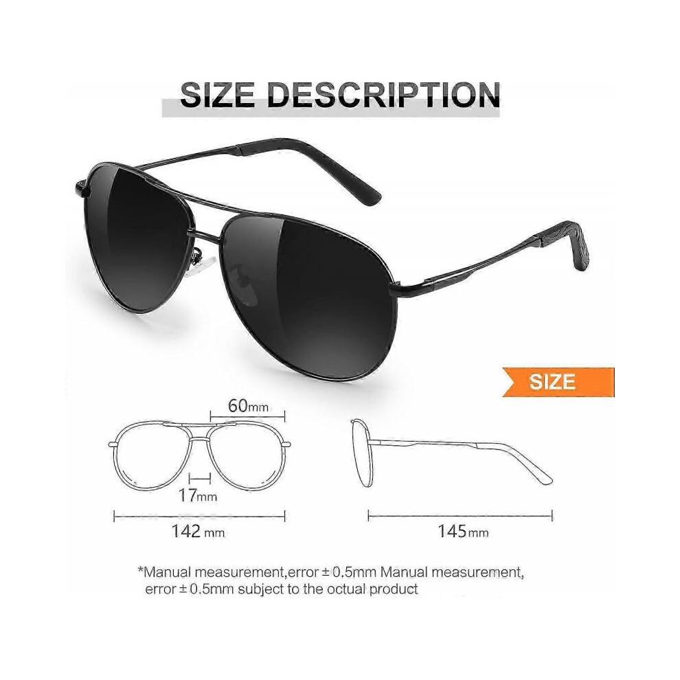 (Gun)Pilot Sunglasses Mens Polarized Sunglasses Unisex UV400 Protection Black Sunglasses Driving, Fishing,Running Classic Ultra Light Shades