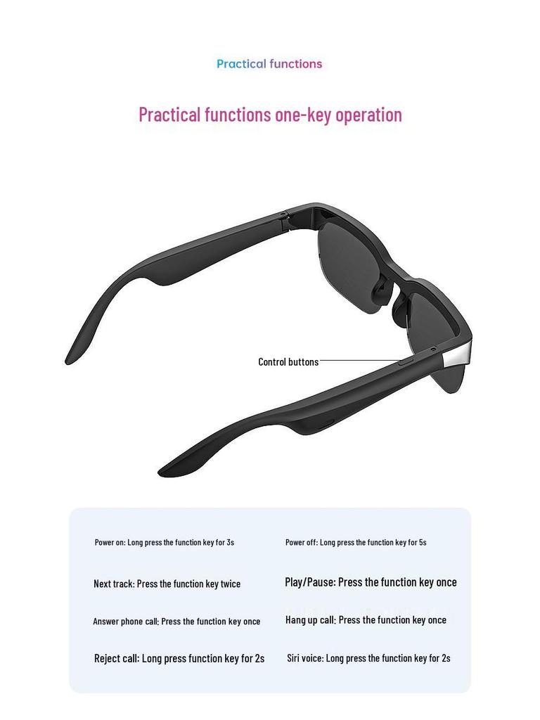 Bluetooth Smartbrille: Kabelloser Audio für Sport, Outdoor-Radfahren, Autofahren, Blaulichtfilter