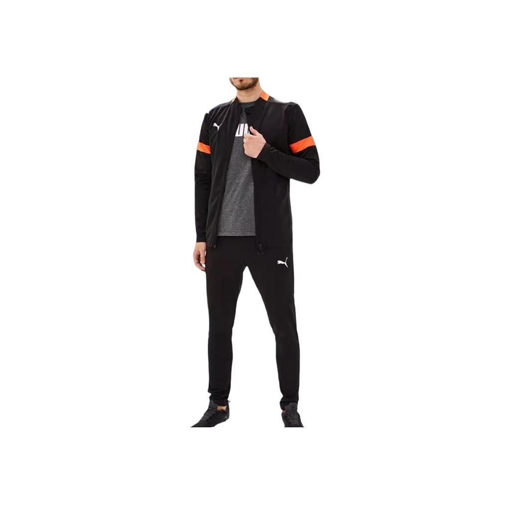 Puma Retro Sports Color Block Stand Collar Pullover Long Sleeve Top And Drawstring Mid Waist Cuffed Pants Casual Sports Set Men sets 656471-15
