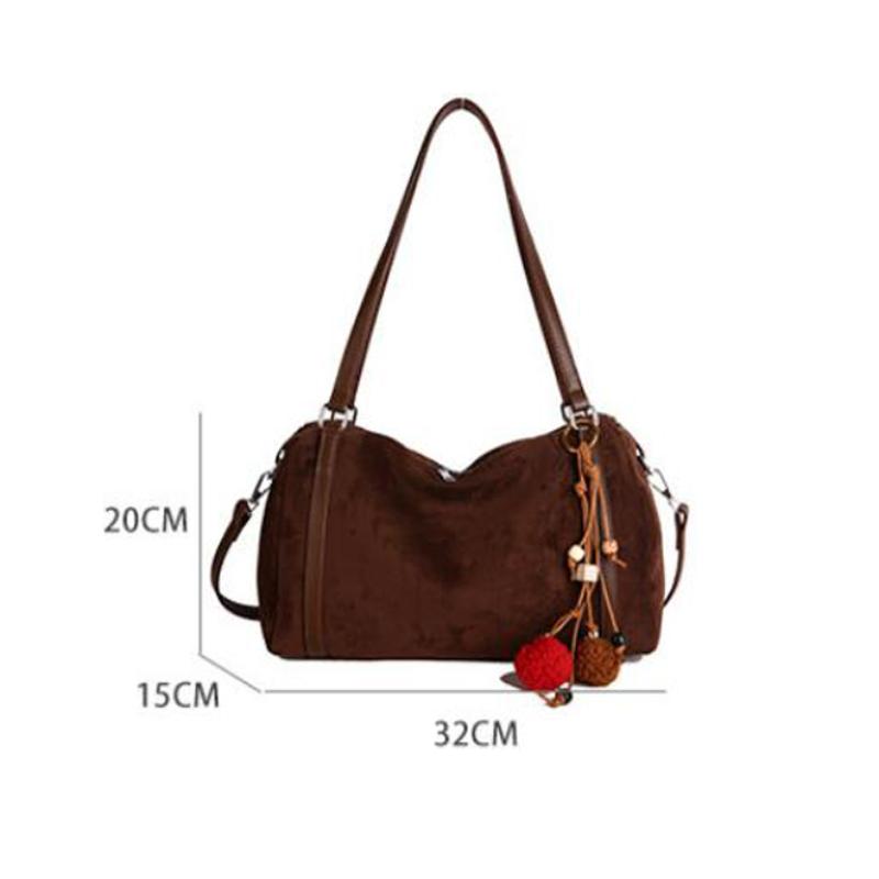 Suede Barrel Shoulder Bag Women Winter New Arrival Large Capacity Versatile Daily Commute Casual Tote Bag Crossbody Pillow Bag