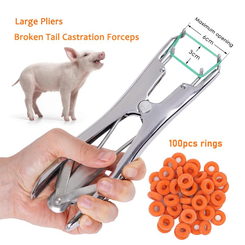 Sheep Broken Tail Castration Forceps Expansion Clamp Elasticity Rubber Castration Rings Farm Animal Bloodless Broken Tail Plier