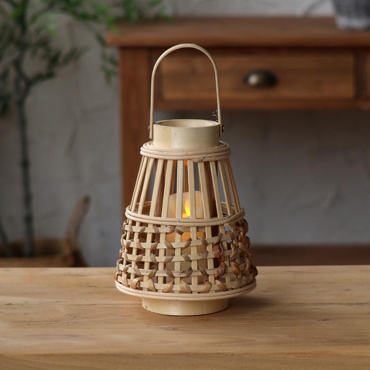 Chinese Bamboo & Rattan Woven Lantern: Handheld & Desktop Lantern for Festival Decor and Atmosphere