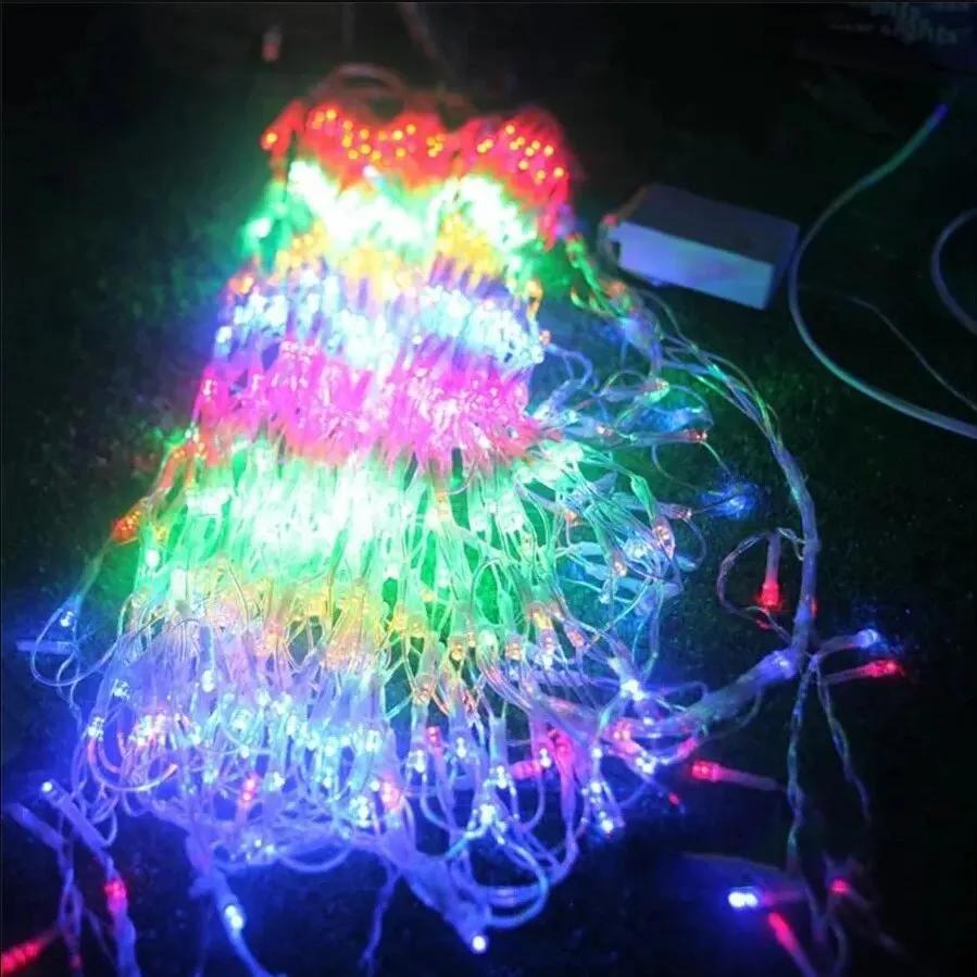 EU Plug 3.2*0.6M Peacock String Lights Outdoor Mesh Net Led Fairy Lights Christma Wedding New Year Decor Garland Lamp
