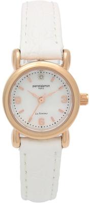 [Pierretalamon] Pierretalamon Watch 1 Point Natural Diamond Natural Shell Dial Leather Band Watch Pink Gold X White PT-7300L-4 Women's