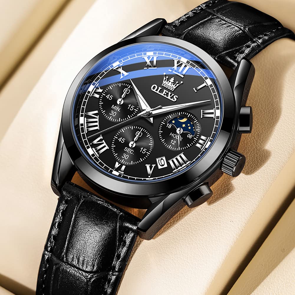OLEVS Men's Business Wristwatch, Waterproof, Stylish, Stainless Steel Band, Quartz Movement, Analog, Casual, Father's Day Gift