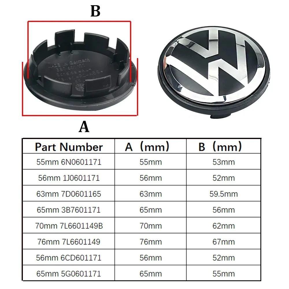 Für Volkswagen 4 Stück 56/65/70/76mm Auto Radnabenkappe Nabenkappe VW Polo Golf Käfer Touran Caddy Tiguan Bora GTI R Passat