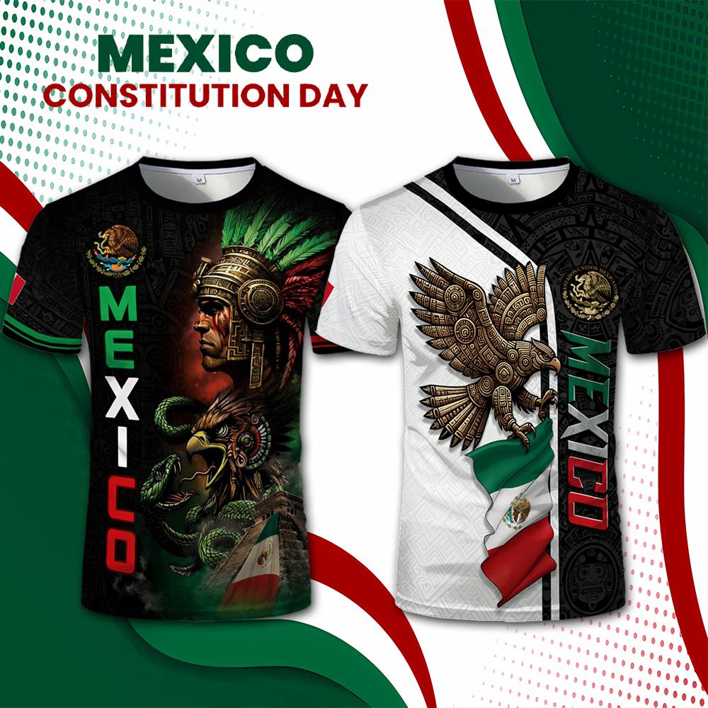 

Retro Eagle Graphic T-Shirt Mexican Constitution Day Men s Casual Short Sleeve Street Top S