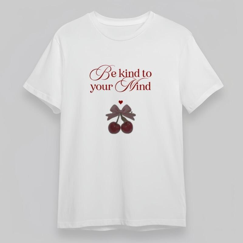 

Women s Classic T-Shirt Be Kind to Your Mind with Cherry Bow Print Plus Size Tee 2XL
