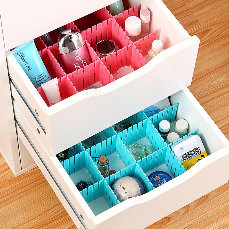 4Pcs DIY Plastic Drawer Grid Separator Divider Partition Storage Organizer Underwear Socks Makeup Clapboard