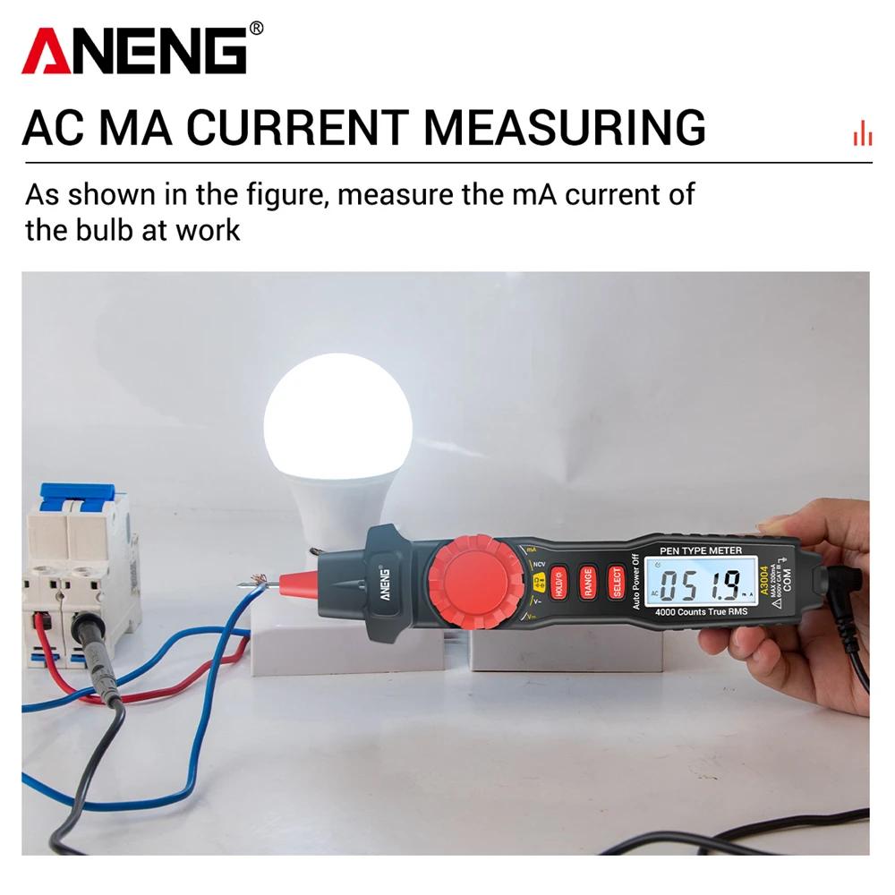 New ANENG A3004 Digital Multimeter Pen 4000 Counts AC/DC Current Meter Electric Handheld Tester Voltage Resistance Profesional Tools Digital Display
