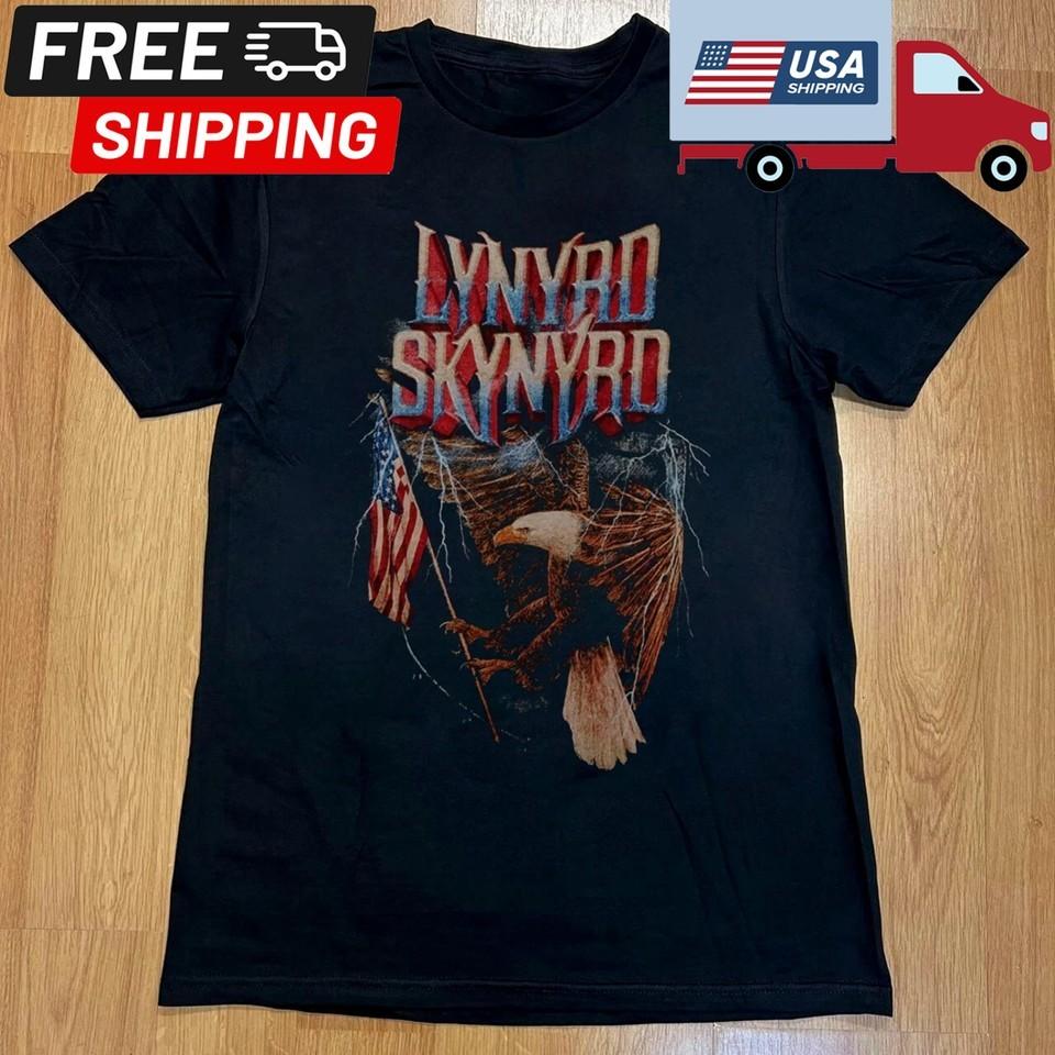 Lynyrd Skynyrd Patriotic Eagle amp Flag Tshirt Unisex Black Tshirt Size S5XL Unisex T-Shirt