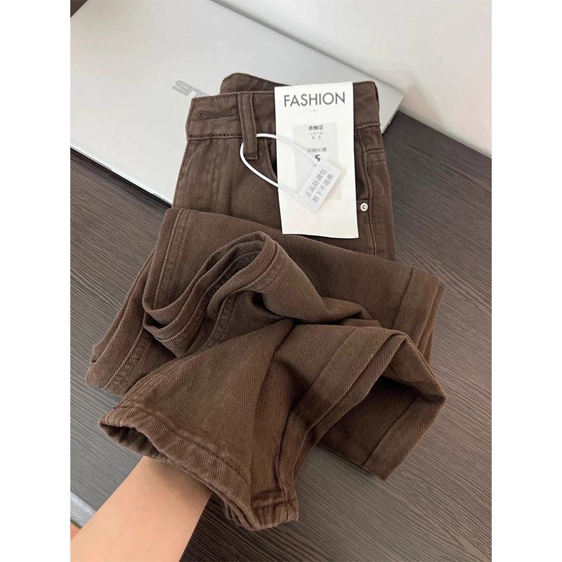 Dámské retro džíny plus size s vysokým pasem a širokými nohavicemi, zeštíhlující rovný střih, podzimní móda