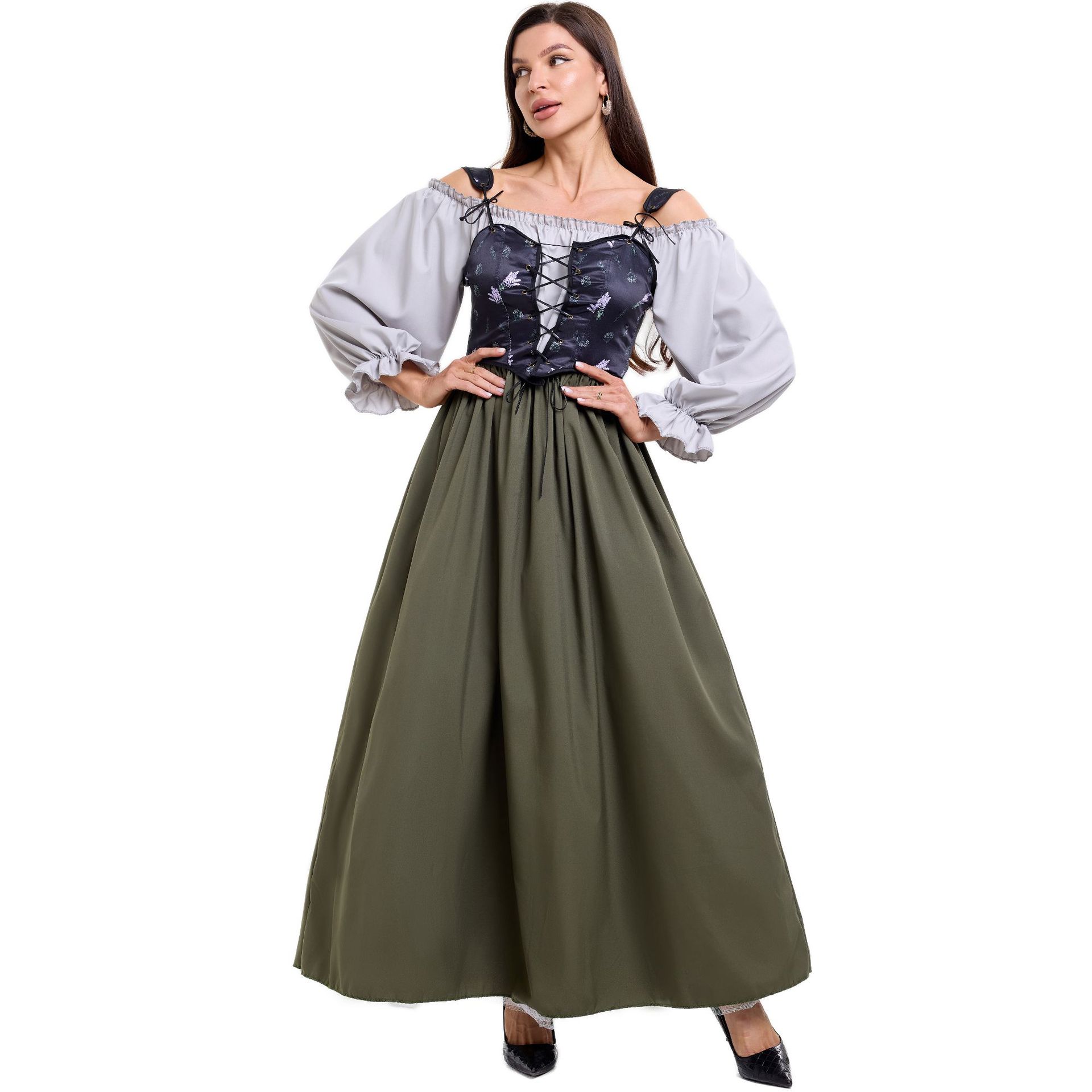 

Scottish Colonial European Medieval Court Vintage Dress cos Stage Halloween Costume S