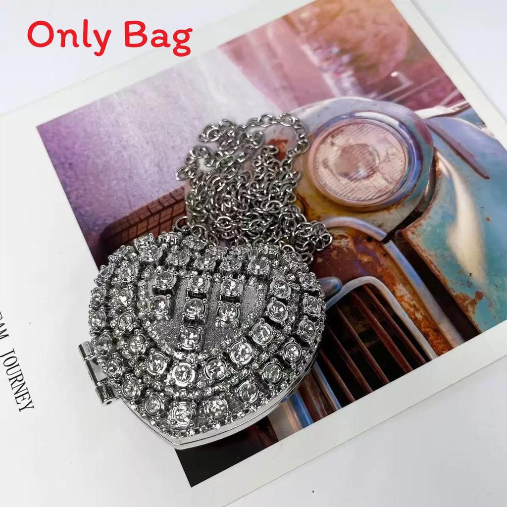 Mini Borsa a Mano a Forma di Cuore d'Amore con Decorazioni di Diamanti Acqua Scintillante per Uso Quotidiano