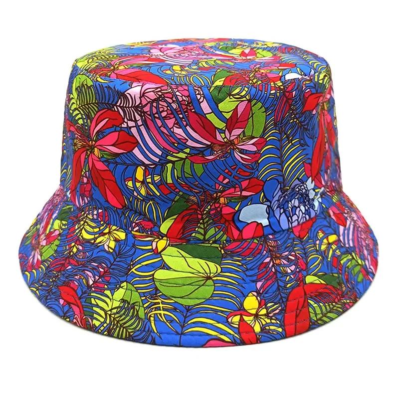 Spring and Summer Polyester Print Bucket Hat Fisherman Hat Outdoor Travel Sun Cap for Girl and Women 197