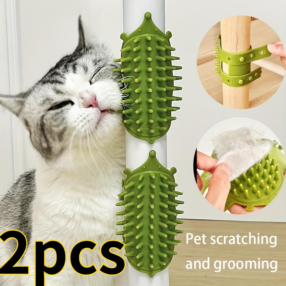 Silicone Cat Scratch Board with Flexible Bristles & Massager - Wall-Mounted or Table Leg-Mounted,Non-Electric Pet Grooming & Hair Removal Tool,Durable