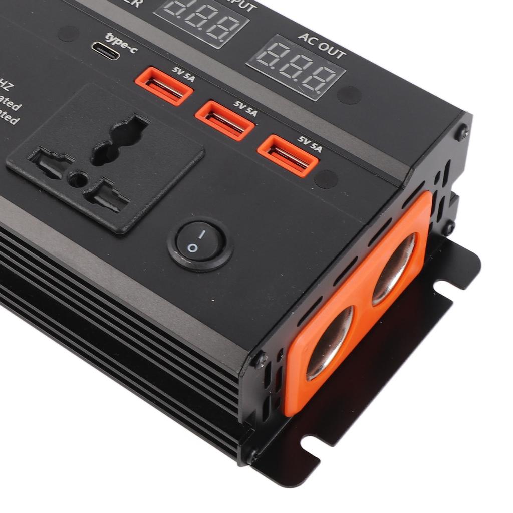 3000W 12V do 220V Przetwornica samochodowa z wyświetlaczem LCD Port USB Porty zapalniczki