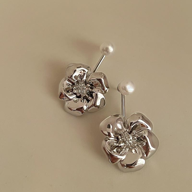 

Винтажные металлические серьги с цветочным принтом премиум-качества и изысканного дизайна для вашего праздника серебряный