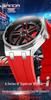 Sanda Men's Waterproof Alloy Car Wheel Design Silicone Wristwatch