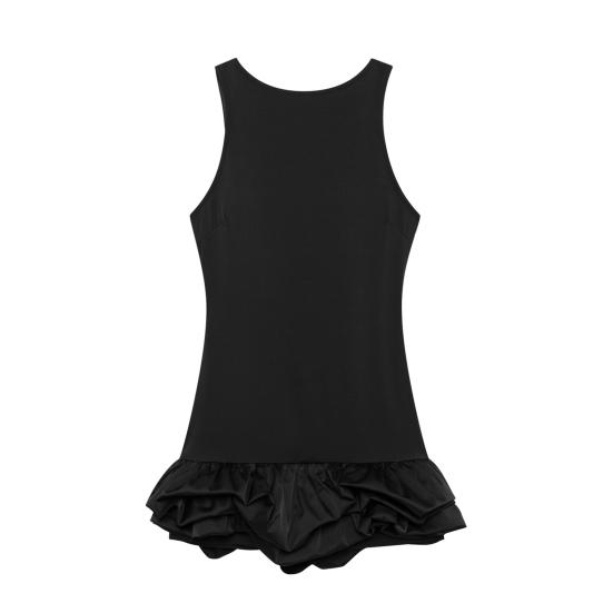 Dámské sexy minišaty jednobarevné slim fit dámské šaty s výstřihem do O, bez rukávů, bez zad, na sváteční párty krátké šaty