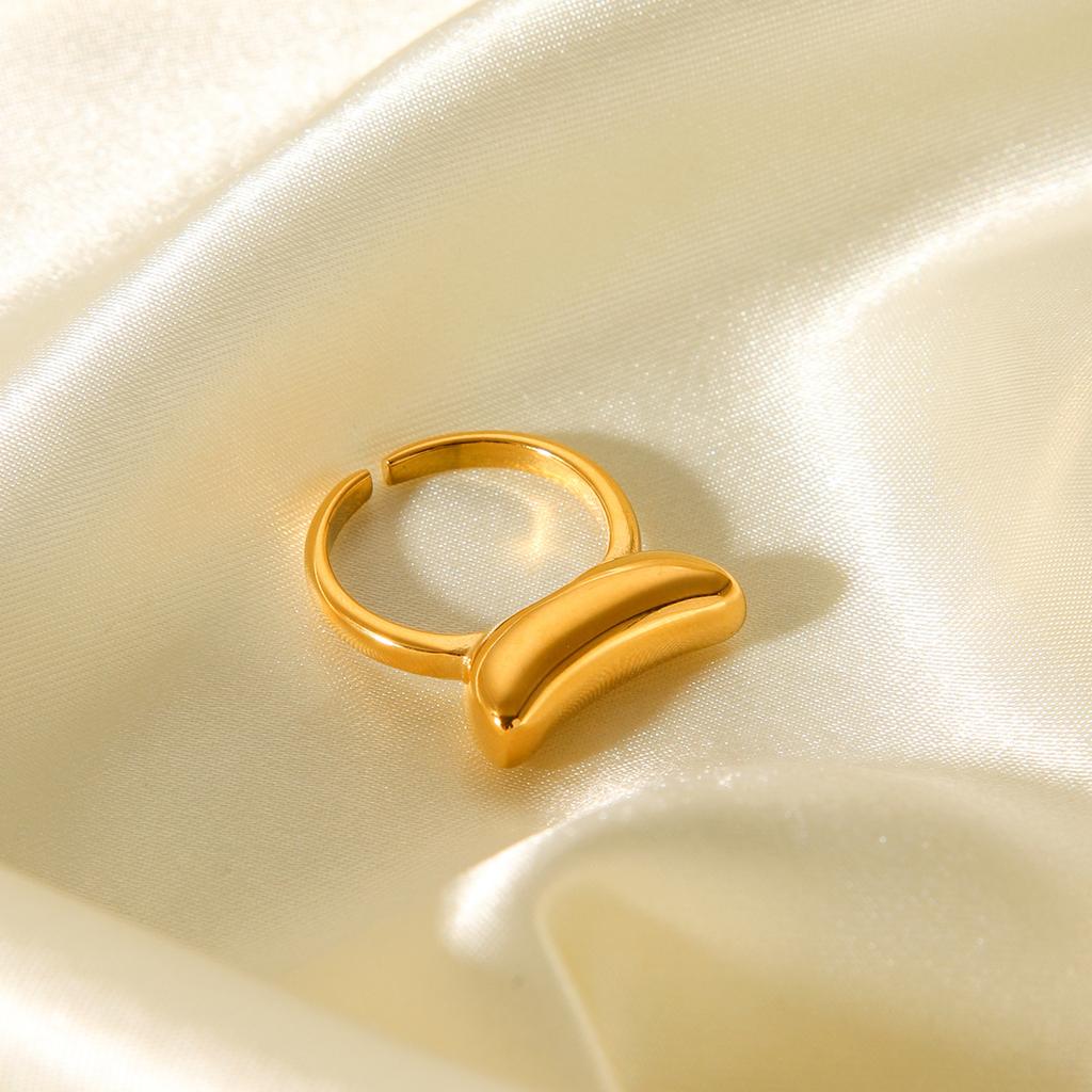 Modischer vielseitiger vergoldeter Barrenring, minimalistischer Ins-Stil, nicht verblassender offener Titanstahlring für Damen