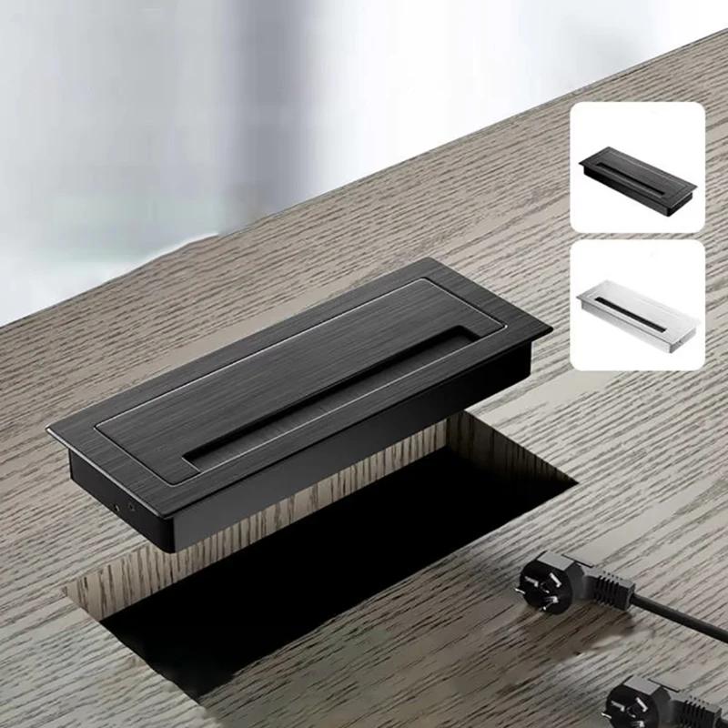 1Pcs Aluminum Alloy 145*160/200/300mm TV Cabinet Cable Box Computer Desk Cable Hole Cover Rectangular Buffer Box for Office Desk
