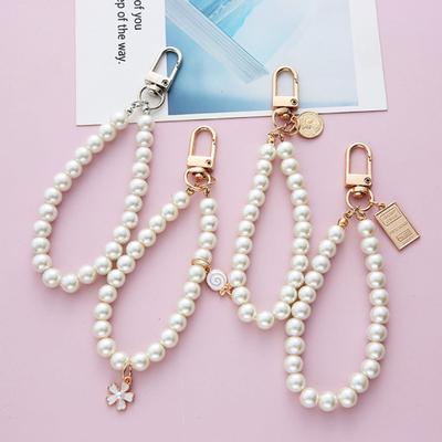Catena Perle finte Lecca-lecca Lettera Decorazione Portachiavi vintage anti-smarrimento Accessori per telefoni