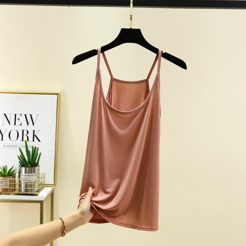 Women's Crew Neck Camisole Tank Top Loose Fit Casual Tee Soft Modal Solid Color Plus Size Summer Inner Layering Undershirt
