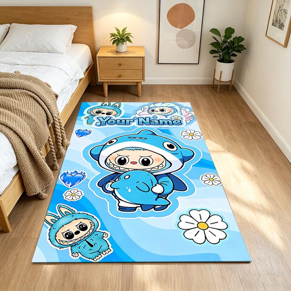 Labubu Customizable Name Area Rug Design for Balcony Playrooms Living Rooms Study room Anti-slip Rug Decorate Offices Perfect Gift for Friends & Famil