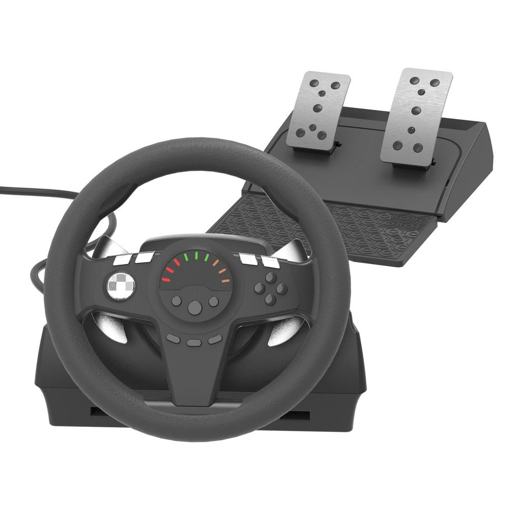 Steering Wheel for PC Racing with PS4/Xbox Series X Compatibility, Includes Three-Pedal Shifter