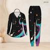 Women Plus Size V Neck Long Sleeve Scrub Set Vintage American Flag Star Stripe Print Nurse Uniform Set