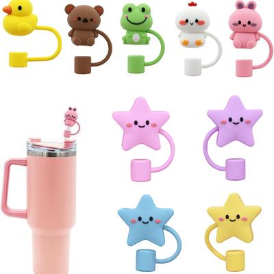 כובע כיסוי קש עבור כוס, כיסוי קש סיליקון תואם עם כוס כוס עם ידית, כיסויי קצה קש עבור כוסות אביזרים