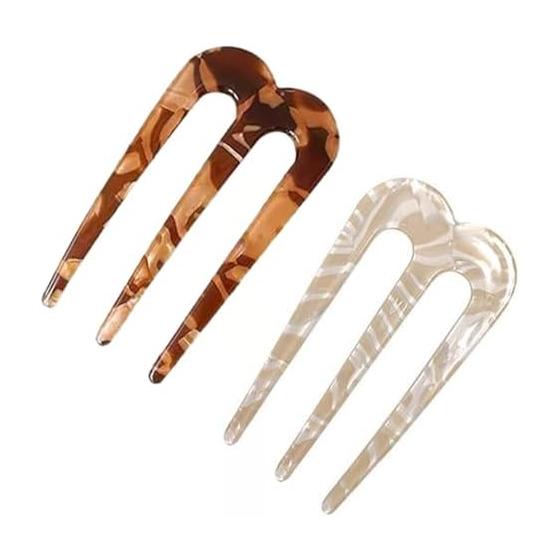 2pcs Hair Comb Set, Elegant Hair Stick for Updos, Bun, French Twist, Simple & Stylish Hair Accessories for Women, Acrylic Material, Smooth Surface,