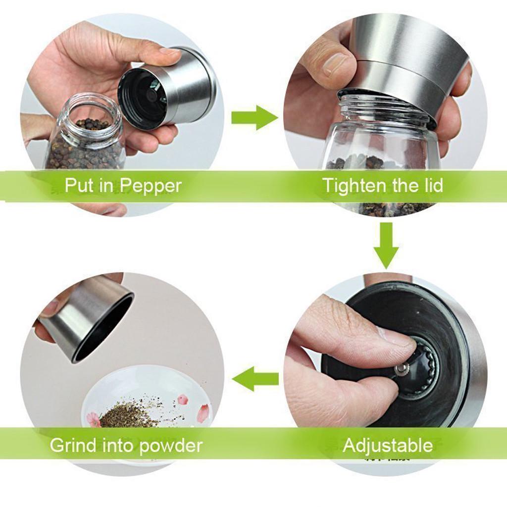 Sagit Küchen- und Pfeffermühle, 170 ml, Edelstahl, Mühlenstreuer, einfach zu bedienen