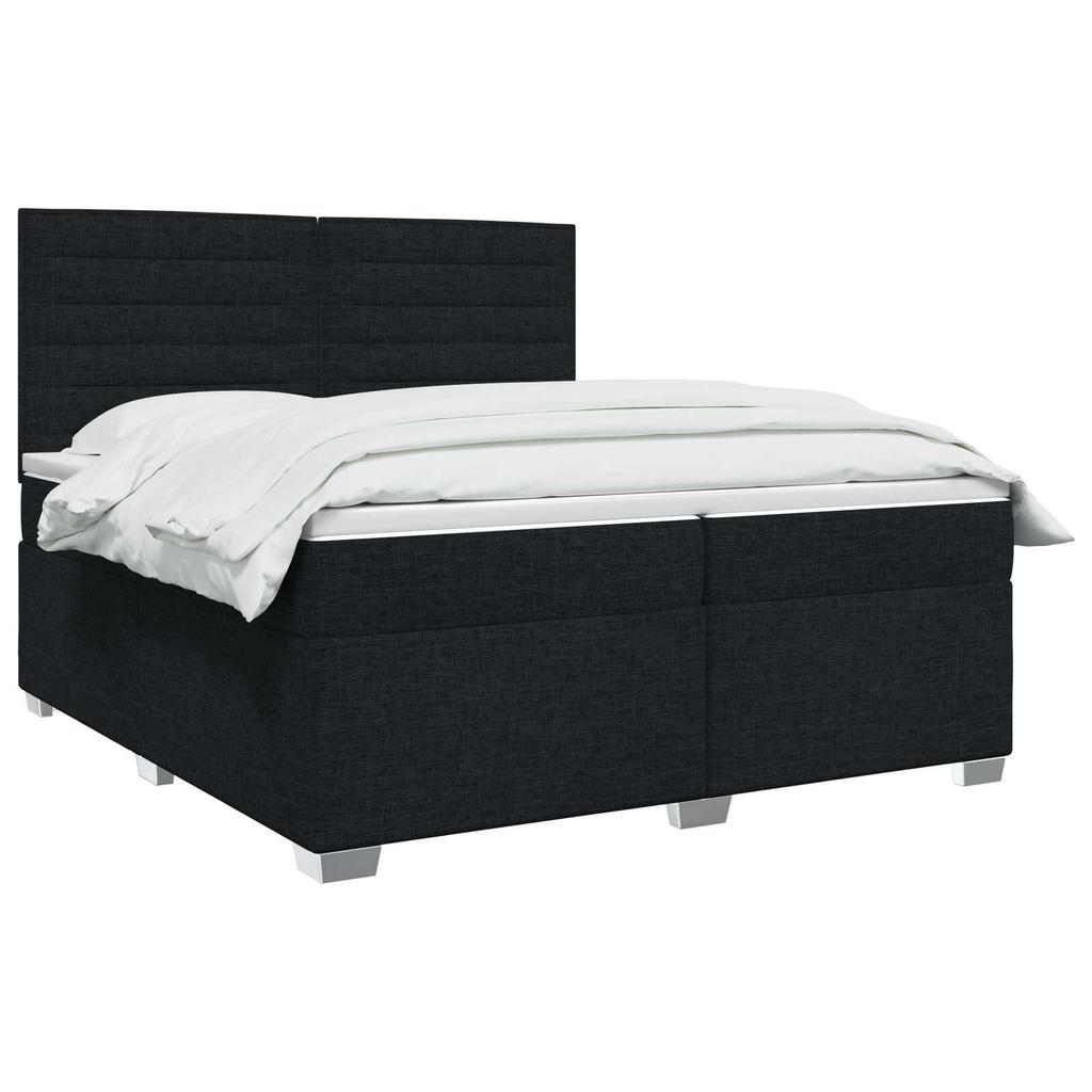 Box Spring Bed with Mattress Black 200 X 200 Cm Fabric