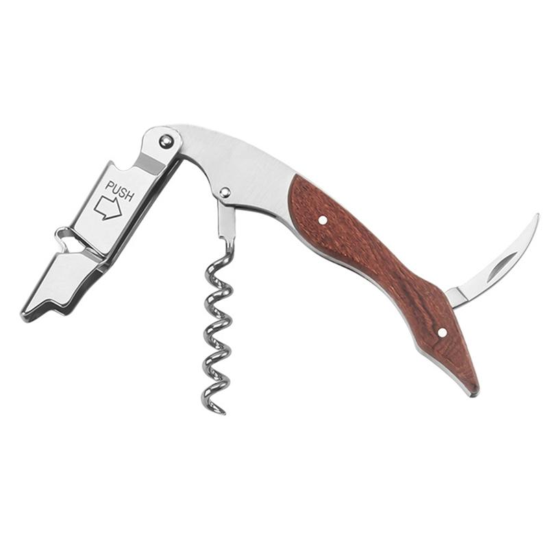 

For Picnic Time Corkscrew For Waiter With Red Pear Wood Handle- Easy To Carry For Beer Or Wine Bottle Kitchen Accessories