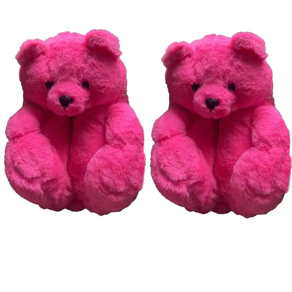 Winter Plush Teddy Bear Slippers - Cute Indoor Cartoon Design