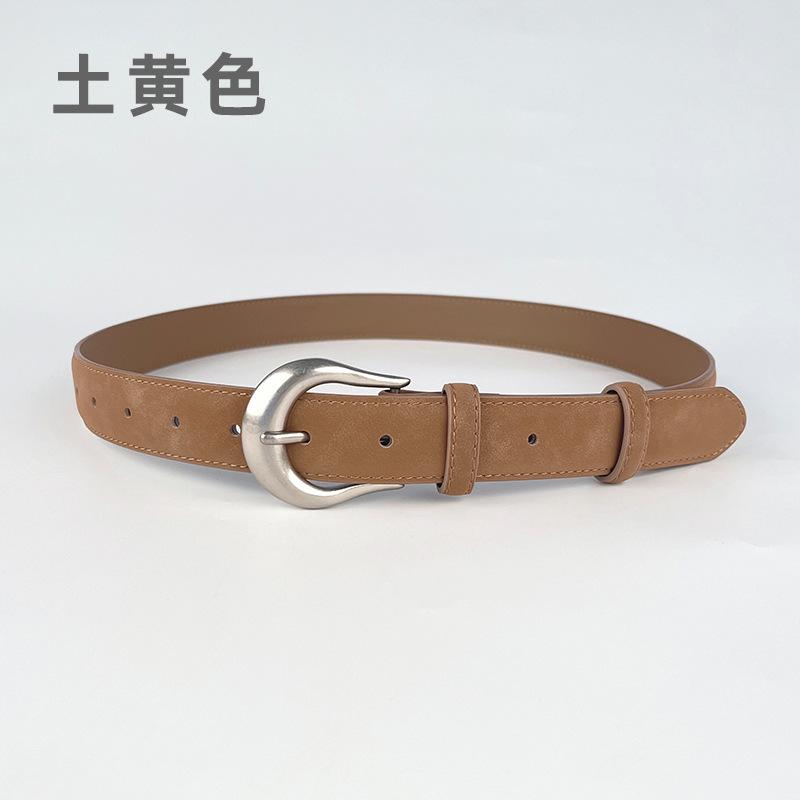 Retro Matte Cowhide Women S Genuine Leather Belt, Simple Casual Pants Jeans, High-End Women S Business Belt 105cm хаки