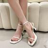 2024 New Womans Pink Sandals Ladies Platform High Heels Sandalias Shoes for Women Bluckle Summer Casual Black Beach Shoes White