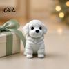 Sitzender Hund Ornament 3D Gedruckte Figur, Mini Weiße Statue für Schreibtisch Moderne Dekoration, Tierform Home Office Bücherregal Welpe Dekorative Skulptur