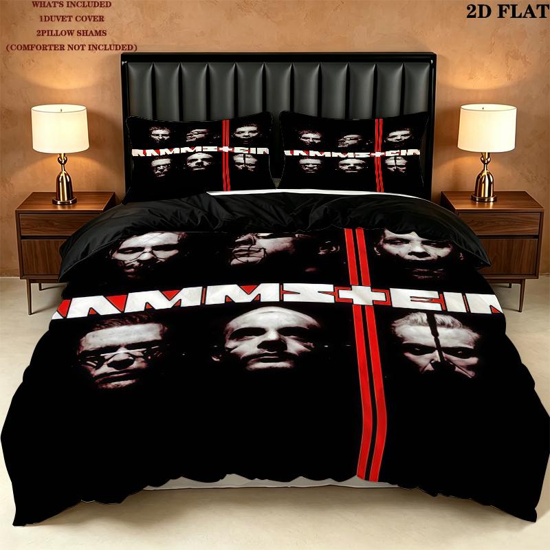 Rammstein Bettwäsche Steppbett Set Bettbezug Kissenbezug Heimdekoration Geburtstagsgeschenk (1 Bettbezug + 2 Kissenbezüge, ohne Füllung)