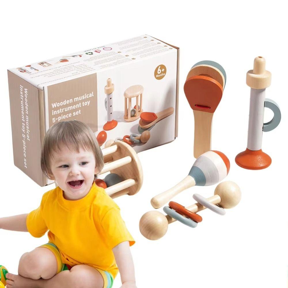 Wooden Gripping Baby Musical Instruments Fine Motor Skills Kids Rattle Toys Kindergarten