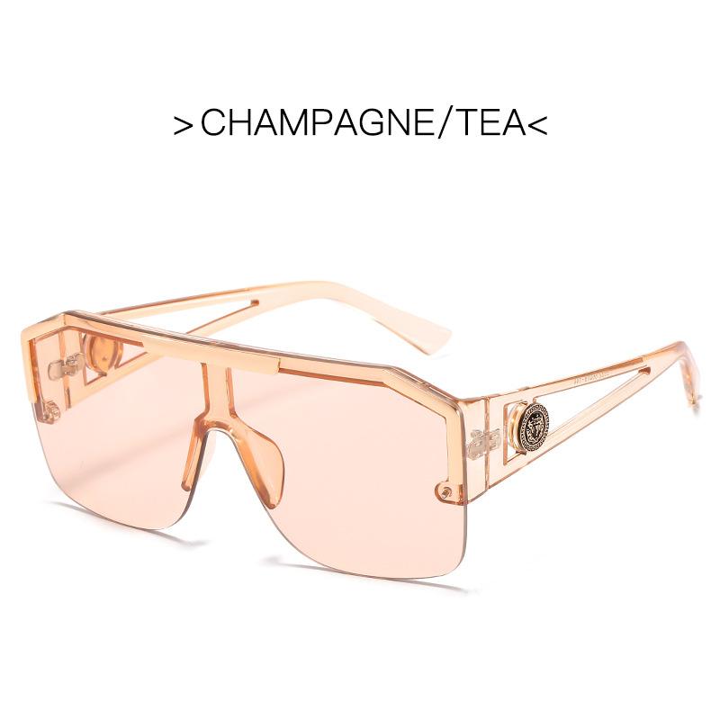 New Lion Head Integrated Sunglasses Trendy Large Frame Sunglasses Female Personalized Hollow Leg Sunglasses