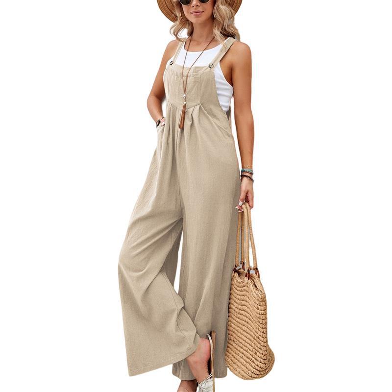 Women's Summer Wide Leg Jumpsuit   Solid Color Elegant Casual Loose Vacation Outfits Overall