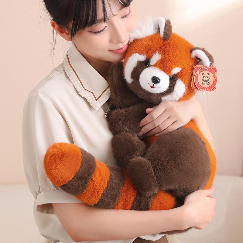Red Panda Plush Toy - Laying Style, Huggable Raccoon Doll, Perfect Gift for Girls & Children