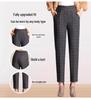 Fleece Pants for Middle-Aged & Elderly Women: Elastic Waist, High-Waisted, Straight-Leg, Loose Fit for Spring & Autumn Wear.