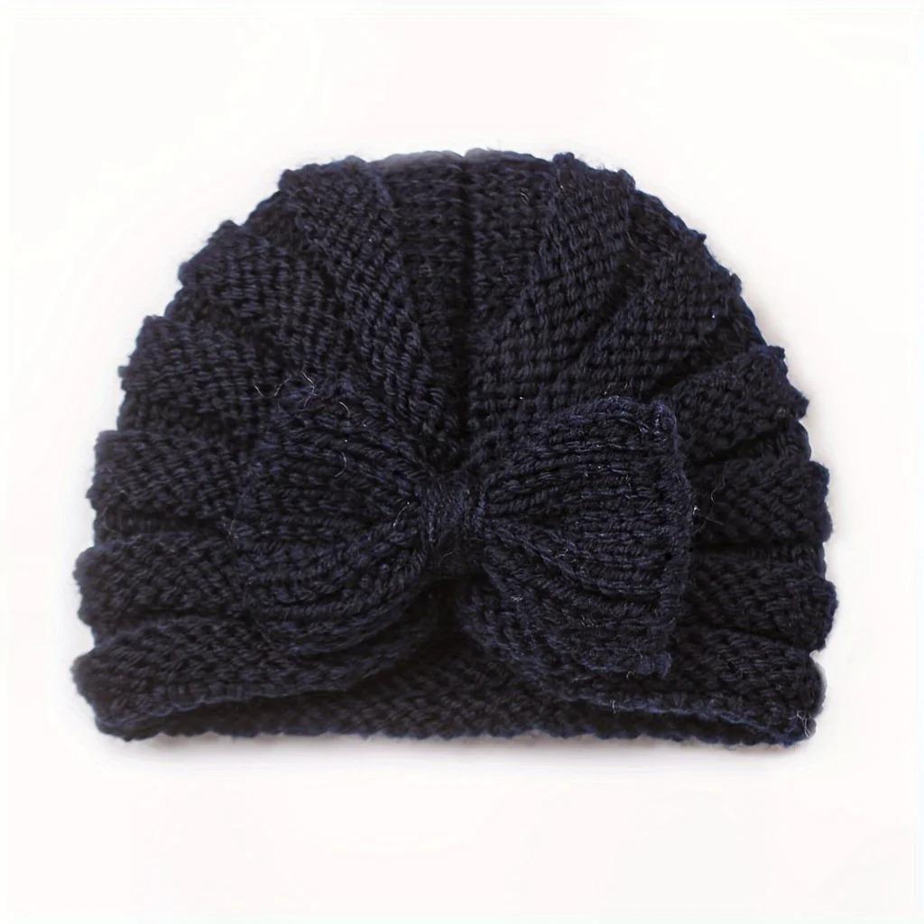 INS Baby Bow Knit Hat - Stretchy Winter Warm Cap with Moisture-Wicking Soft Fleece Yarn for Infants Autumn Winter Daily Birthday
