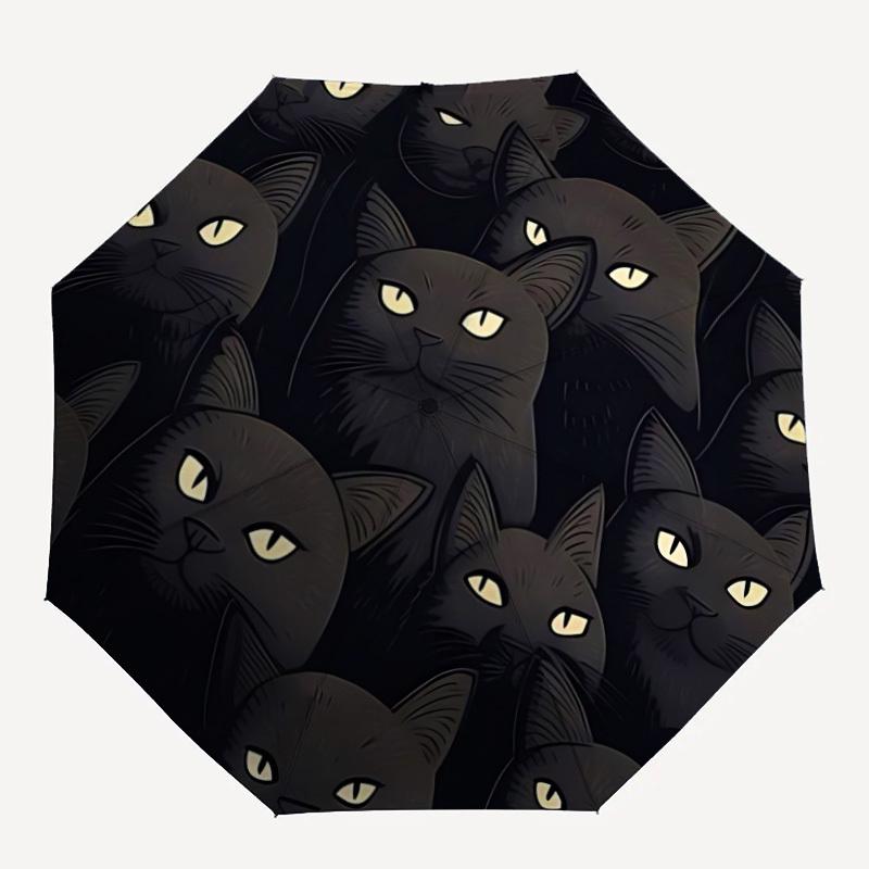 

1pc Black Cat Pattern Automatic Open/close, All-Season Portable Folding Umbrella for Friends, Travel, Everyday, Events yy250812221