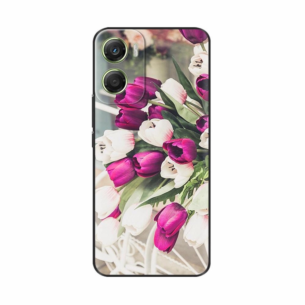 For Motorola Moto G06 4G Case Hot Flowers Painted Soft Black Silicone Phone Cases Bumper For Motorola Moto G06 4G Protect Cover