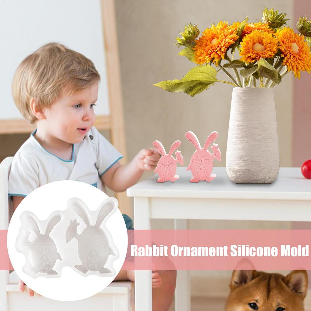 Osterhasenform Niedliche Antihaft-Silikonfiguren Osterhasenform für Feiertags-Geburtstagsfeier Büros Heimzimmer Schreibtisch Desktop